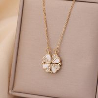 Casual Simple Style Rabbit Heart Shape Fish Tail Titanium Steel Plating Inlay Opal Pearl Zircon Pendant Necklace sku image 26