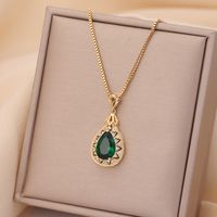 Casual Simple Style Rabbit Heart Shape Fish Tail Titanium Steel Plating Inlay Opal Pearl Zircon Pendant Necklace sku image 28