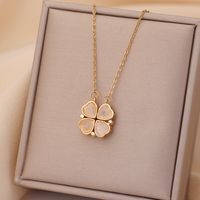 Casual Simple Style Rabbit Heart Shape Fish Tail Titanium Steel Plating Inlay Opal Pearl Zircon Pendant Necklace sku image 25