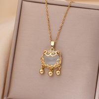 Casual Simple Style Rabbit Heart Shape Fish Tail Titanium Steel Plating Inlay Opal Pearl Zircon Pendant Necklace sku image 13