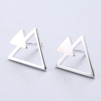 1 Pair Cute Sweet Triangle Bow Knot Snowflake Plating Sterling Silver Ear Studs sku image 25