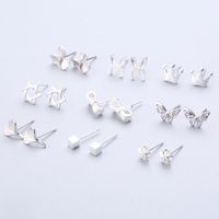 1 Pair Cute Sweet Triangle Bow Knot Snowflake Plating Sterling Silver Ear Studs main image 3