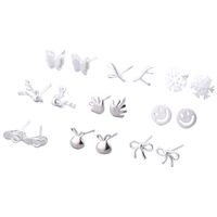 1 Pair Cute Sweet Triangle Bow Knot Snowflake Plating Sterling Silver Ear Studs main image 5