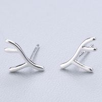 1 Pair Cute Sweet Triangle Bow Knot Snowflake Plating Sterling Silver Ear Studs sku image 6