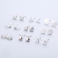 1 Pair Cute Sweet Triangle Bow Knot Snowflake Plating Sterling Silver Ear Studs main image 1