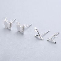 1 Pair Cute Sweet Triangle Bow Knot Snowflake Plating Sterling Silver Ear Studs main image 6