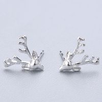 1 Pair Cute Sweet Triangle Bow Knot Snowflake Plating Sterling Silver Ear Studs sku image 2