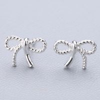 1 Pair Cute Sweet Triangle Bow Knot Snowflake Plating Sterling Silver Ear Studs sku image 1