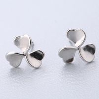 1 Pair Cute Sweet Triangle Bow Knot Snowflake Plating Sterling Silver Ear Studs sku image 13