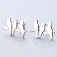 1 Pair Cute Sweet Triangle Bow Knot Snowflake Plating Sterling Silver Ear Studs sku image 23