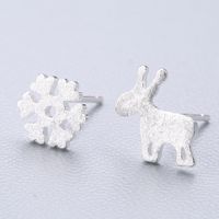 1 Pair Cute Sweet Triangle Bow Knot Snowflake Plating Sterling Silver Ear Studs sku image 27
