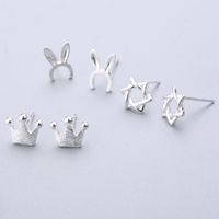 1 Pair Cute Sweet Triangle Bow Knot Snowflake Plating Sterling Silver Ear Studs main image 4