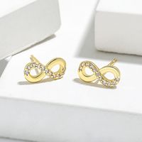 1 Pair Basic Letter Plating Inlay Copper Zircon Ear Studs sku image 3