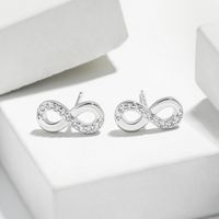 1 Pair Basic Letter Plating Inlay Copper Zircon Ear Studs sku image 1