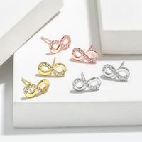 1 Pair Basic Letter Plating Inlay Copper Zircon Ear Studs main image 6