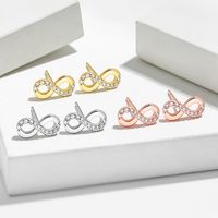 1 Pair Basic Letter Plating Inlay Copper Zircon Ear Studs main image 1