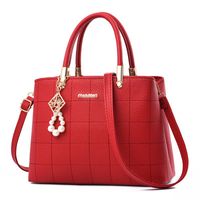 Women's Large Pu Leather Solid Color Business Classic Style Square Zipper Shoulder Bag Handbag Crossbody Bag sku image 1