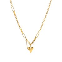 Wholesale Sweet Simple Style Heart Shape Titanium Steel Plating Chain 18k Gold Plated Bracelets Necklace main image 4