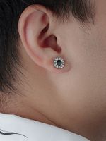 1 Piece Casual Hip-hop Round Solid Color Inlay Stainless Steel Diamond Ear Studs main image 8