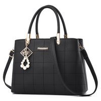 Women's Large Pu Leather Solid Color Business Classic Style Square Zipper Shoulder Bag Handbag Crossbody Bag sku image 4