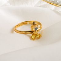 Cute Sweet Mermaid Copper 14k Gold Plated Zircon Open Rings In Bulk main image 4