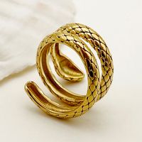 304 Stainless Steel 14K Gold Plated Funny Rock Punk Polishing Plating Snake Rings main image 3