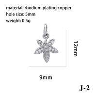 Simple Style Shiny Leaves Rose Flower Copper Plating Inlay Zircon 18k Gold Plated Charms sku image 16