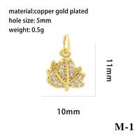 Simple Style Shiny Leaves Rose Flower Copper Plating Inlay Zircon 18k Gold Plated Charms sku image 21