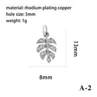 Simple Style Shiny Leaves Rose Flower Copper Plating Inlay Zircon 18k Gold Plated Charms sku image 2
