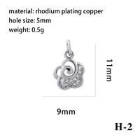 Simple Style Shiny Leaves Rose Flower Copper Plating Inlay Zircon 18k Gold Plated Charms sku image 12