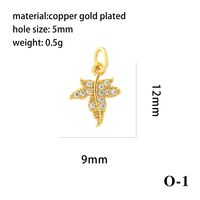 Simple Style Shiny Leaves Rose Flower Copper Plating Inlay Zircon 18k Gold Plated Charms sku image 25