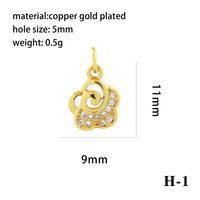 Simple Style Shiny Leaves Rose Flower Copper Plating Inlay Zircon 18k Gold Plated Charms sku image 11