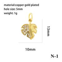 Simple Style Shiny Leaves Rose Flower Copper Plating Inlay Zircon 18k Gold Plated Charms sku image 23