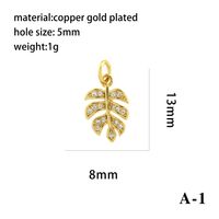 Simple Style Shiny Leaves Rose Flower Copper Plating Inlay Zircon 18k Gold Plated Charms sku image 1