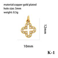 Simple Style Shiny Leaves Rose Flower Copper Plating Inlay Zircon 18k Gold Plated Charms sku image 17