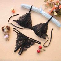 Solid Color Three-point Sexy Lace Hollow Out Low Waist Thong Sexy Lingerie main image 1