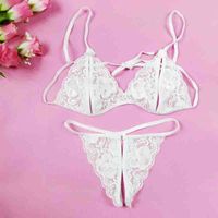 Solid Color Three-point Sexy Lace Hollow Out Low Waist Thong Sexy Lingerie main image 3