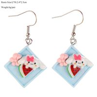 Wholesale Jewelry Cute Animal Plastic Resin Printing Drop Earrings sku image 8