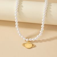 Elegant Planet Künstliche Perle Legierung Perlen Überzug Frau Halskette Mit Anhänger main image 4
