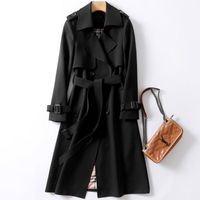 Women's Casual Solid Color Double Breasted Coat Trench Coat main image 3