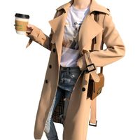 Women's Casual Solid Color Double Breasted Coat Trench Coat main image 1