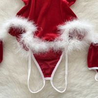 Women's Christmas Sexy Solid Color Sexy Lingerie Sets Party Jumpsuit Mid Waist Thong Sexy Lingerie main image 5