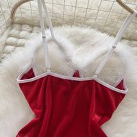 Women's Christmas Sexy Solid Color Sexy Lingerie Sets Party Jumpsuit Mid Waist Thong Sexy Lingerie main image 4