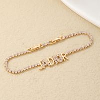 Copper Simple Style Classic Style Commute Plating Inlay Letter Zircon Bracelets main image 5