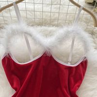 Women's Christmas Sexy Solid Color Sexy Lingerie Sets Party Jumpsuit Mid Waist Thong Sexy Lingerie main image 2
