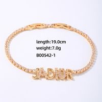 Copper Simple Style Classic Style Commute Plating Inlay Letter Zircon Bracelets sku image 1