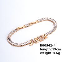 Copper Simple Style Classic Style Commute Plating Inlay Letter Zircon Bracelets sku image 3