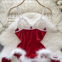 Women's Christmas Sexy Solid Color Sexy Lingerie Sets Party Jumpsuit Mid Waist Thong Sexy Lingerie main image 7