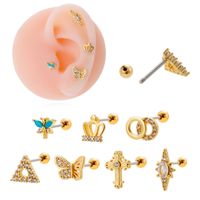 1 Piece Ear Cartilage Rings & Studs Simple Style Classic Style Crown Dragonfly Butterfly 316 Stainless Steel  Copper Plating Inlay Zircon main image 3