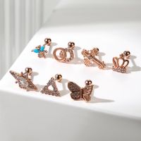1 Piece Ear Cartilage Rings & Studs Simple Style Classic Style Crown Dragonfly Butterfly 316 Stainless Steel  Copper Plating Inlay Zircon main image 5